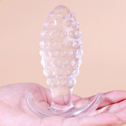 ClearlyHorny Plug Transparent Dotted Pine XL 10.5 x 4cm